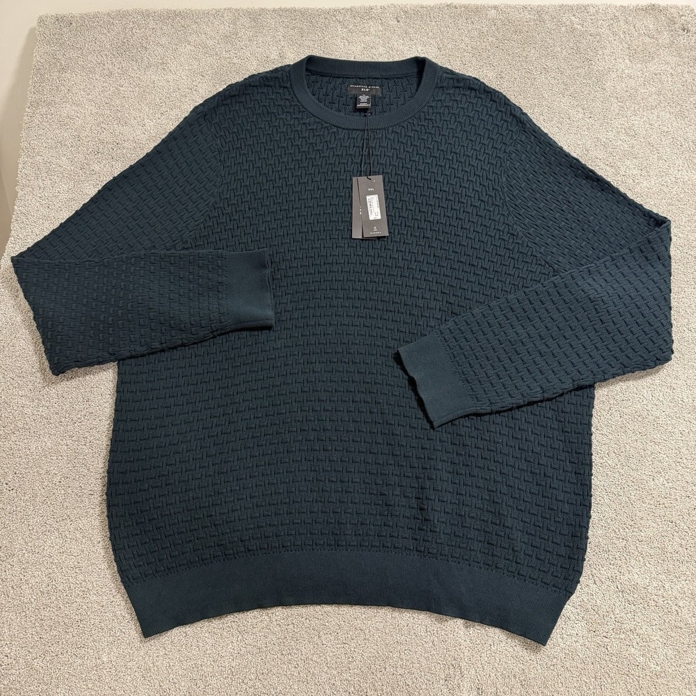 Shaquille O'Neal XLG Sweater Mens 5XL Teal Forest Textured Crewneck Pullover